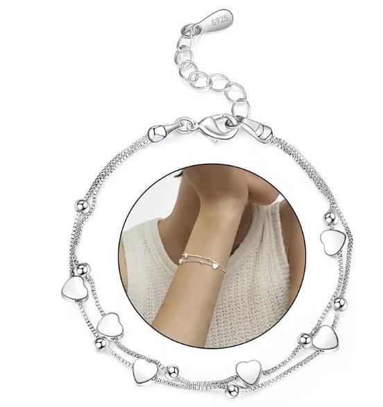 Bracelet full of hearts in 925 Silver