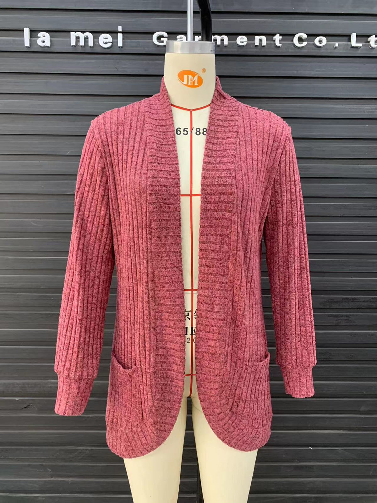 2023 cross-border Autumn New Amazon popular solid color pit brushed casual stitching long sleeve cardigan jacket