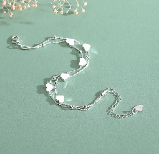 Bracelet full of hearts in 925 Silver