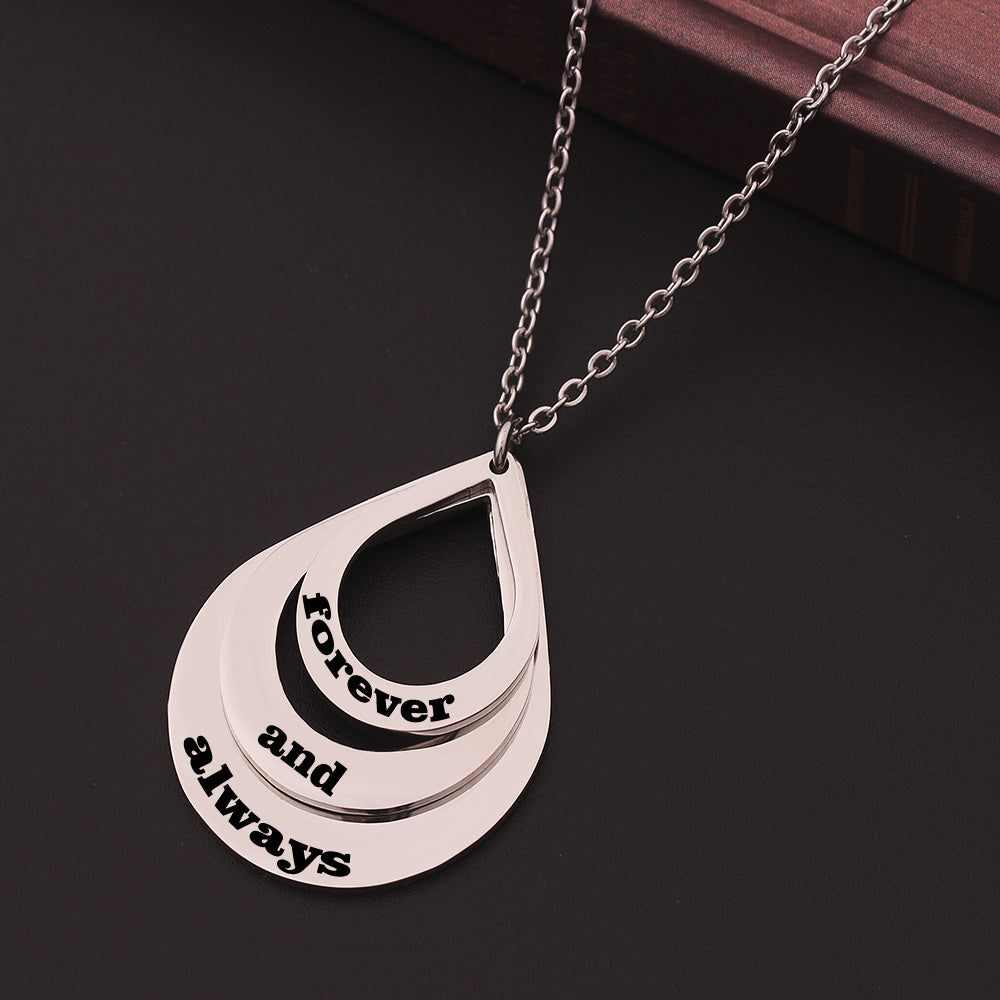 Customized 3 Water Droplet Engraving Name Stainless Steel Jewelry Pendant Necklaces For Women Personalized Gift