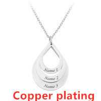 Customized 3 Water Droplet Engraving Name Stainless Steel Jewelry Pendant Necklaces For Women Personalized Gift