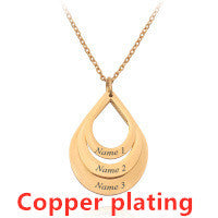 Customized 3 Water Droplet Engraving Name Stainless Steel Jewelry Pendant Necklaces For Women Personalized Gift