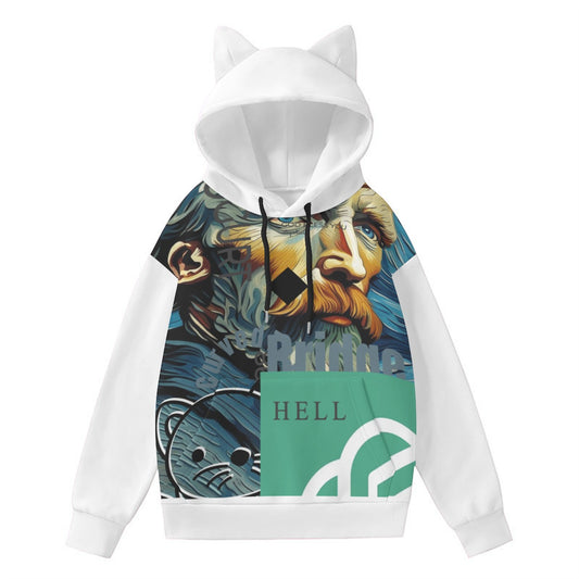 All-Over Print Women’s Hoodie With Decorative Ears
