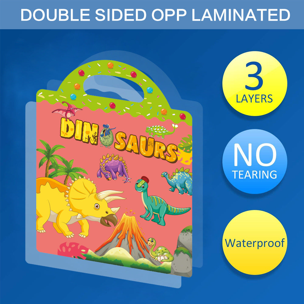 Cross-border children's sticker book wholesale early education concentration training repeated stickers animal dinosaur Marine scene sticker book