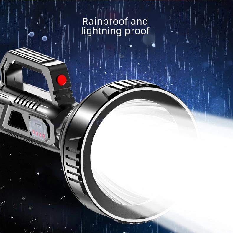 Cross-border strong light portable flashlight USB rechargeable ABS outdoor led multifunctional household Searchlight portable lamp