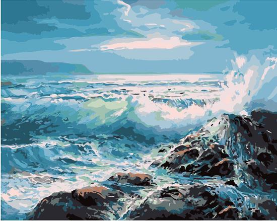 Digital painting Diy coast landscape