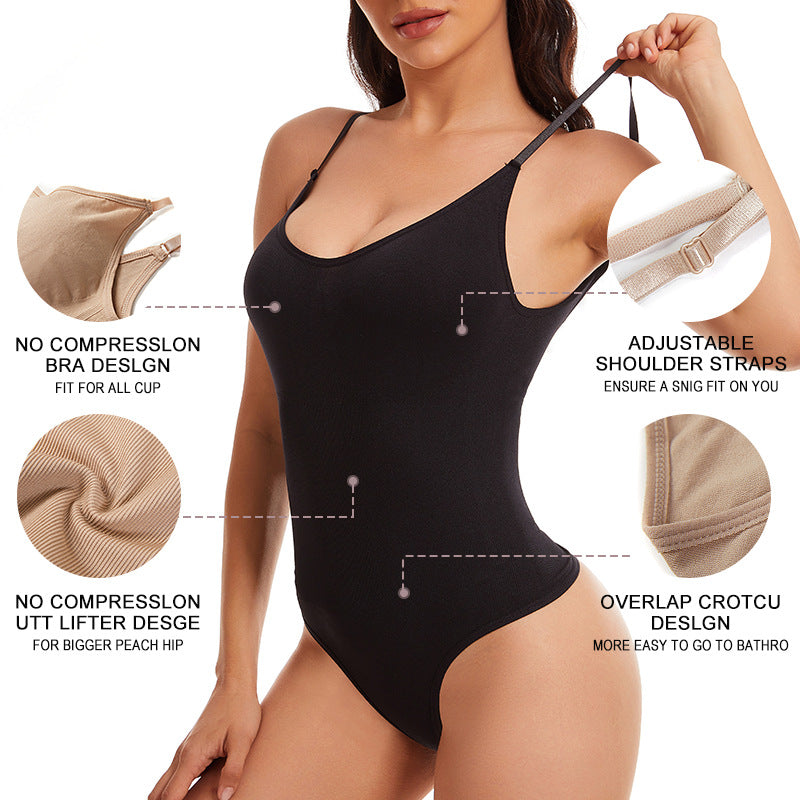 Cross-border European and American Body Shaping Jumpsuit Thong Large Size Hip-lifting and Abdominal-tucking Women's Corset Sling Body Showless Seamless