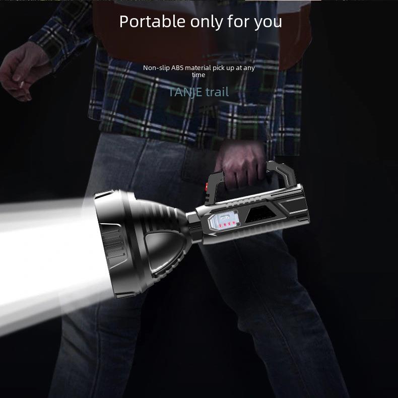 Cross-border strong light portable flashlight USB rechargeable ABS outdoor led multifunctional household Searchlight portable lamp