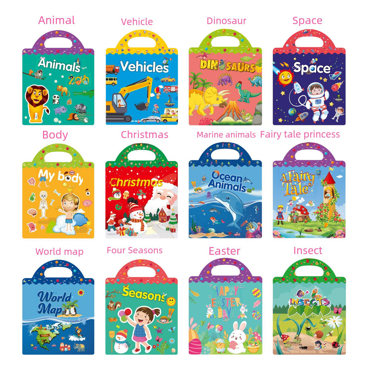 Cross-border children's sticker book wholesale early education concentration training repeated stickers animal dinosaur Marine scene sticker book