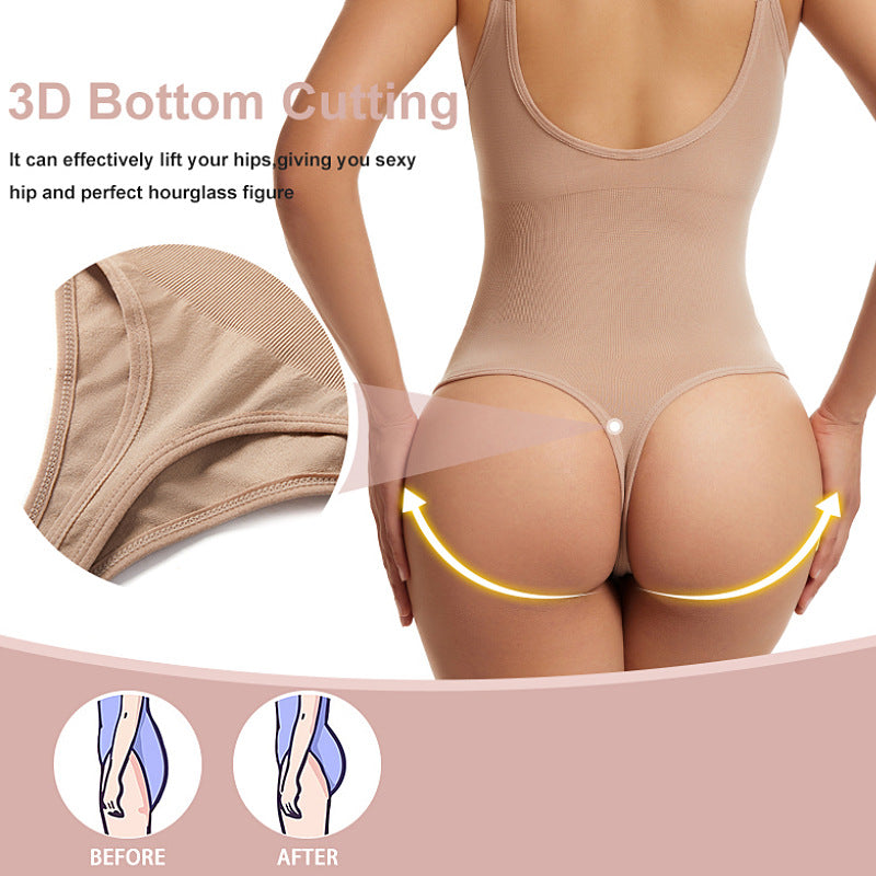 Cross-border European and American Body Shaping Jumpsuit Thong Large Size Hip-lifting and Abdominal-tucking Women's Corset Sling Body Showless Seamless