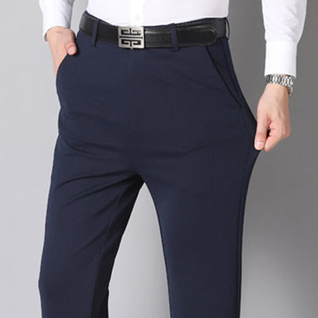 Men's Summer Thin Fashion Business Casual Suit Pants Long Pants Men's Elastic Straight Sleeve Formal Pants Plus Size 28-40