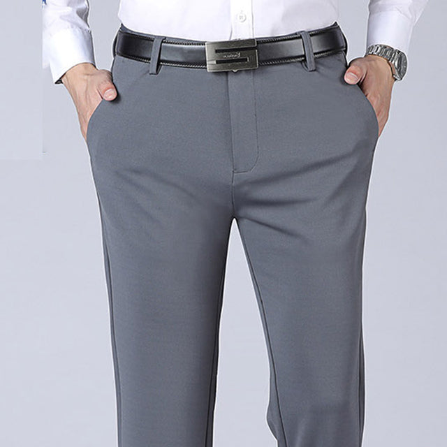 Men's Summer Thin Fashion Business Casual Suit Pants Long Pants Men's Elastic Straight Sleeve Formal Pants Plus Size 28-40