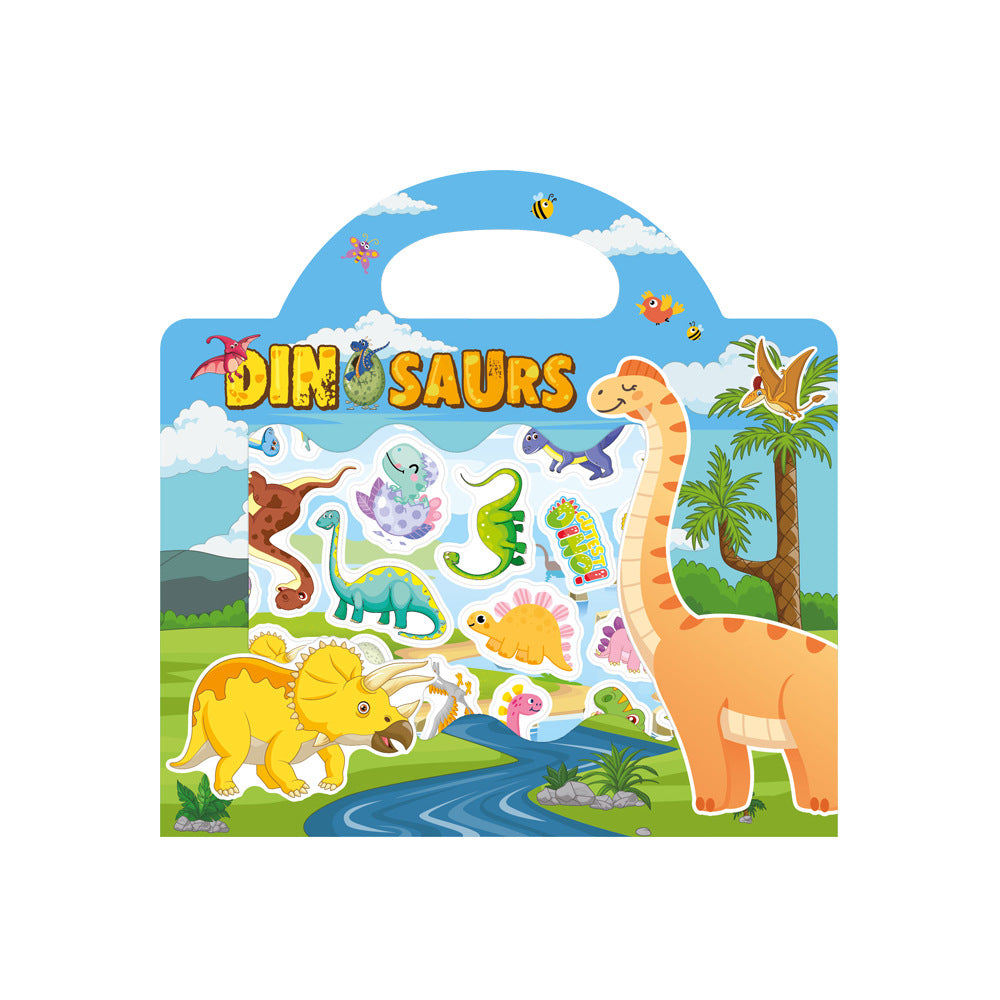 Cross-border children's sticker book wholesale early education concentration training repeated stickers animal dinosaur Marine scene sticker book