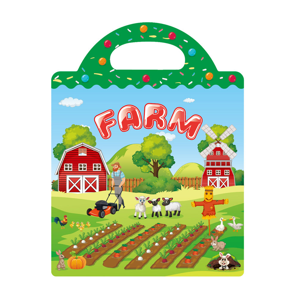 Cross-border children's sticker book wholesale early education concentration training repeated stickers animal dinosaur Marine scene sticker book
