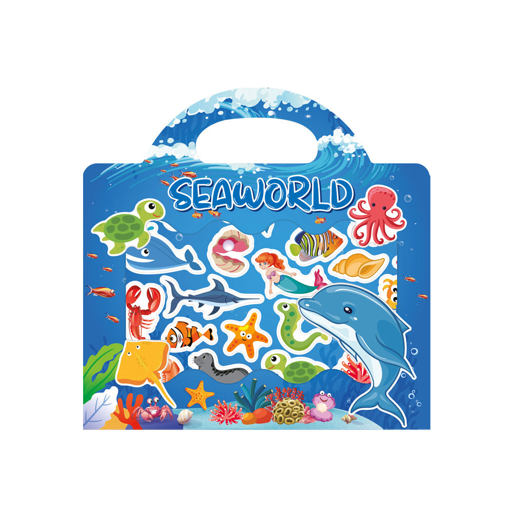 Cross-border children's sticker book wholesale early education concentration training repeated stickers animal dinosaur Marine scene sticker book