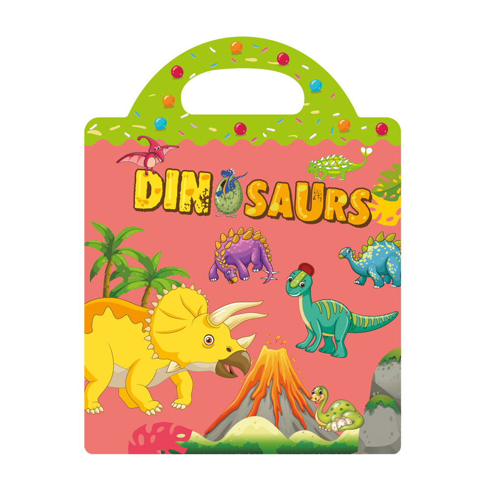 Cross-border children's sticker book wholesale early education concentration training repeated stickers animal dinosaur Marine scene sticker book