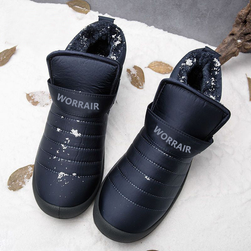 Nuevos zapatos de algodón zapatos de hombre zapatos cálidos de invierno forrados de lana impermeable antideslizante botas de nieve altas botas cortas botas de algodón de suela gruesa de los hombres