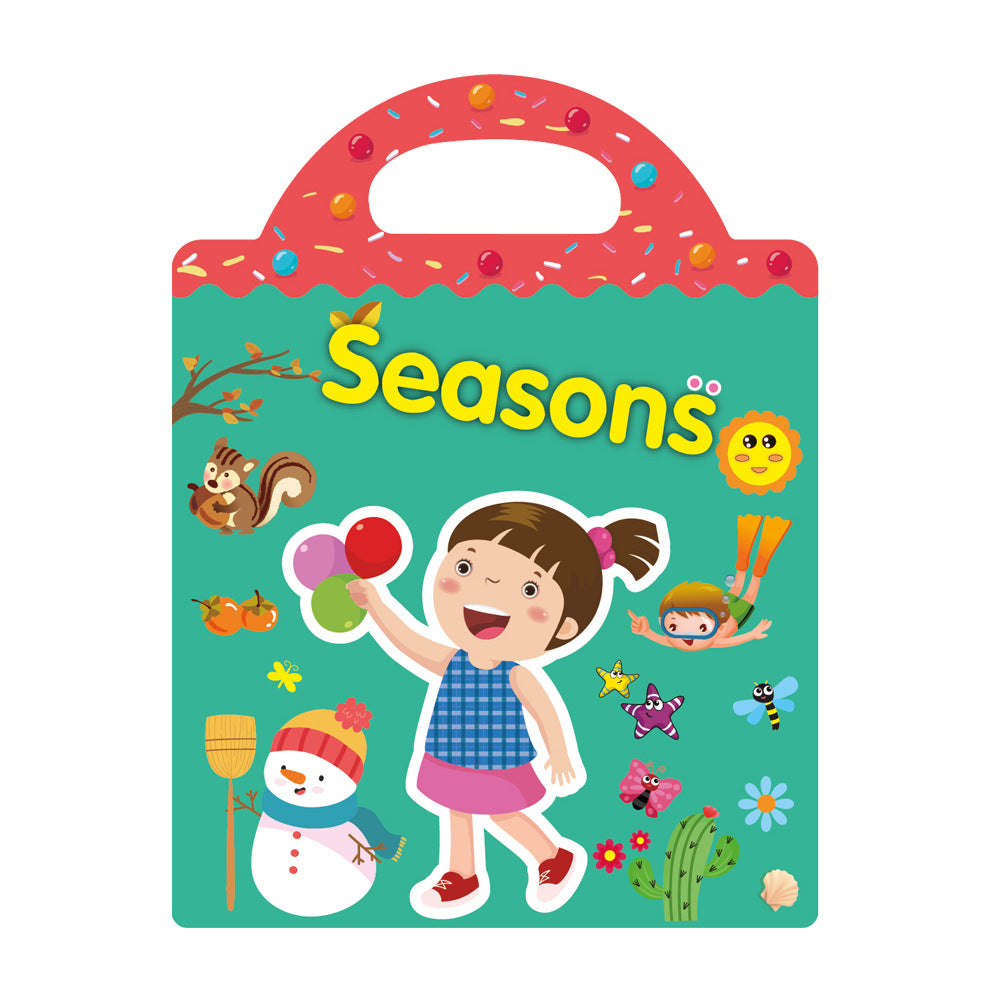 Cross-border children's sticker book wholesale early education concentration training repeated stickers animal dinosaur Marine scene sticker book