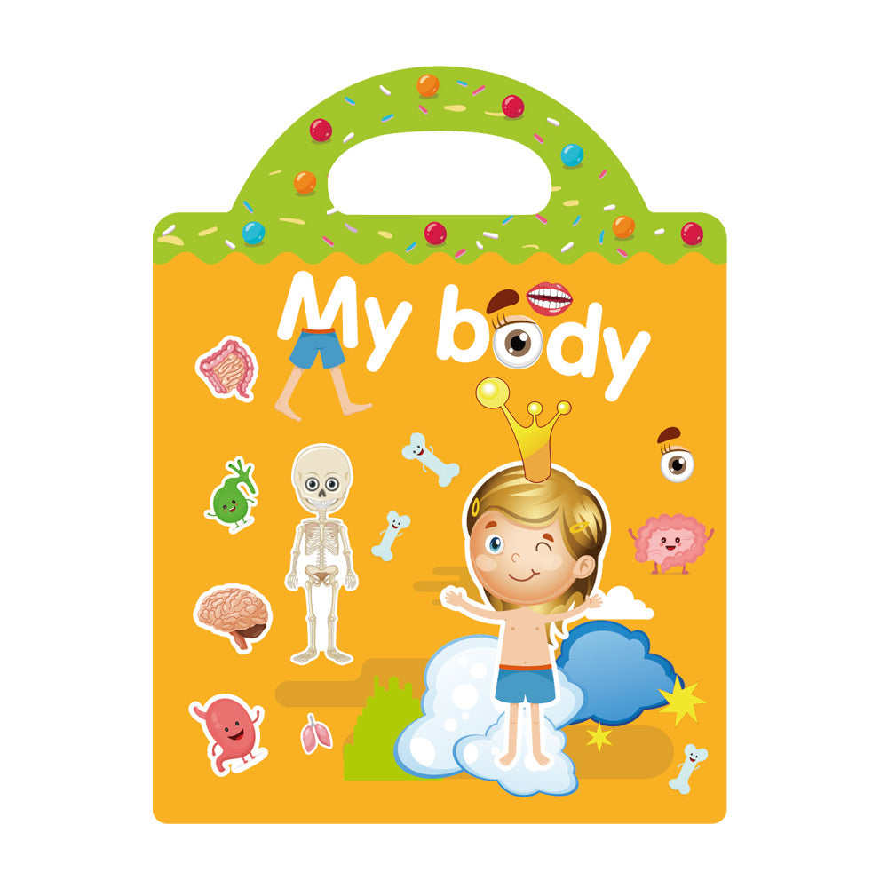 Cross-border children's sticker book wholesale early education concentration training repeated stickers animal dinosaur Marine scene sticker book