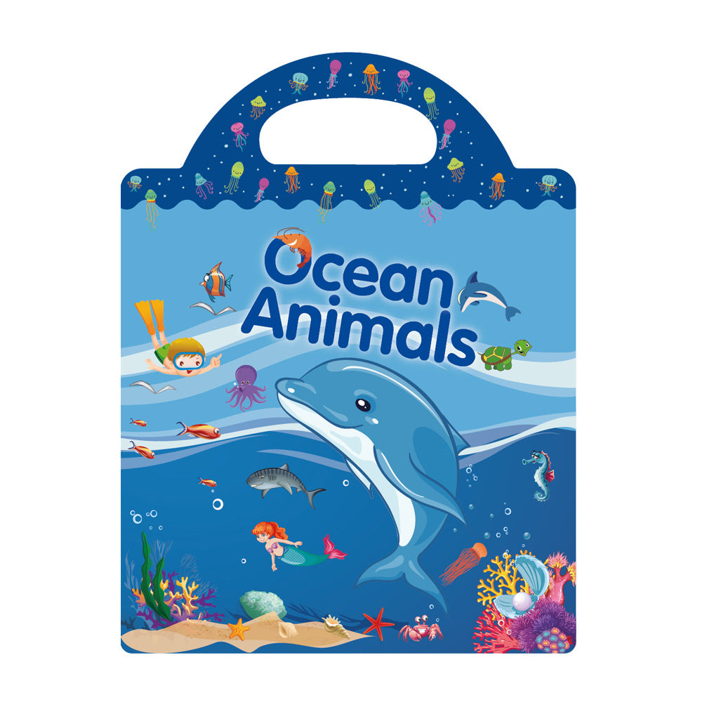 Cross-border children's sticker book wholesale early education concentration training repeated stickers animal dinosaur Marine scene sticker book
