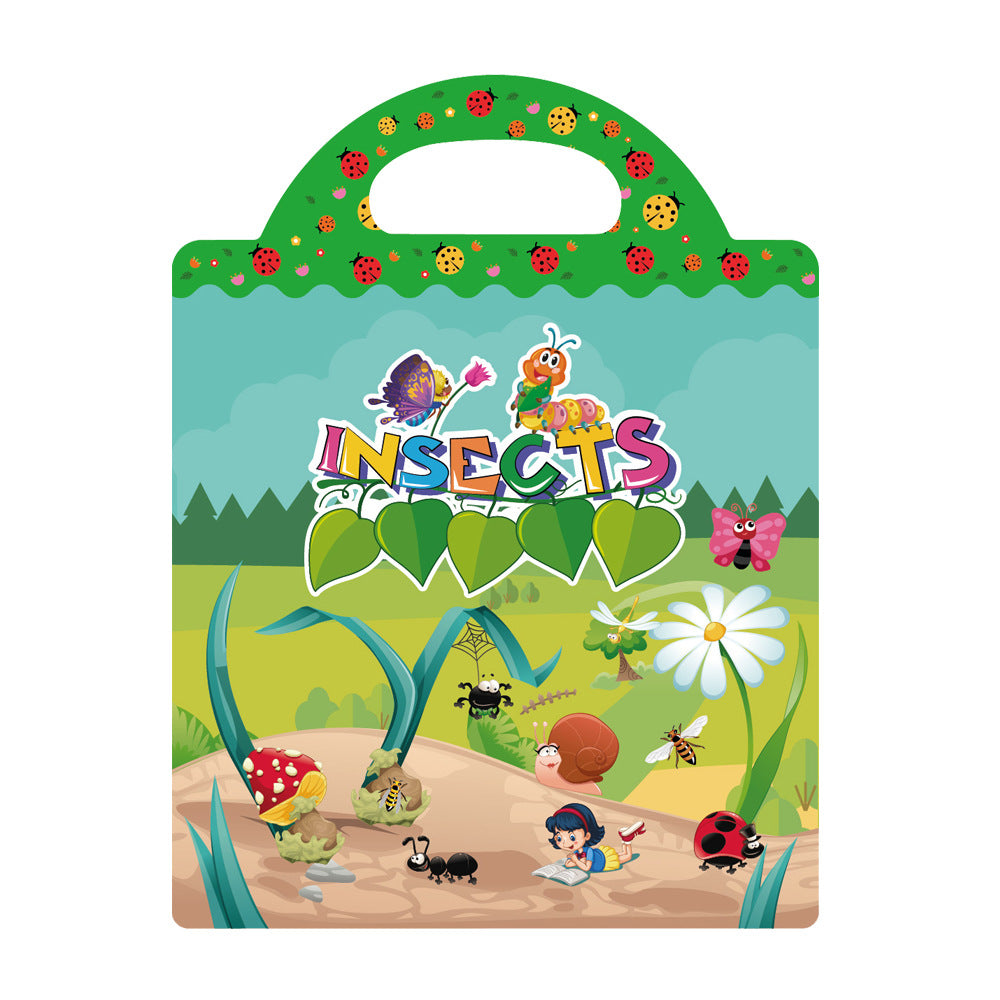 Cross-border children's sticker book wholesale early education concentration training repeated stickers animal dinosaur Marine scene sticker book
