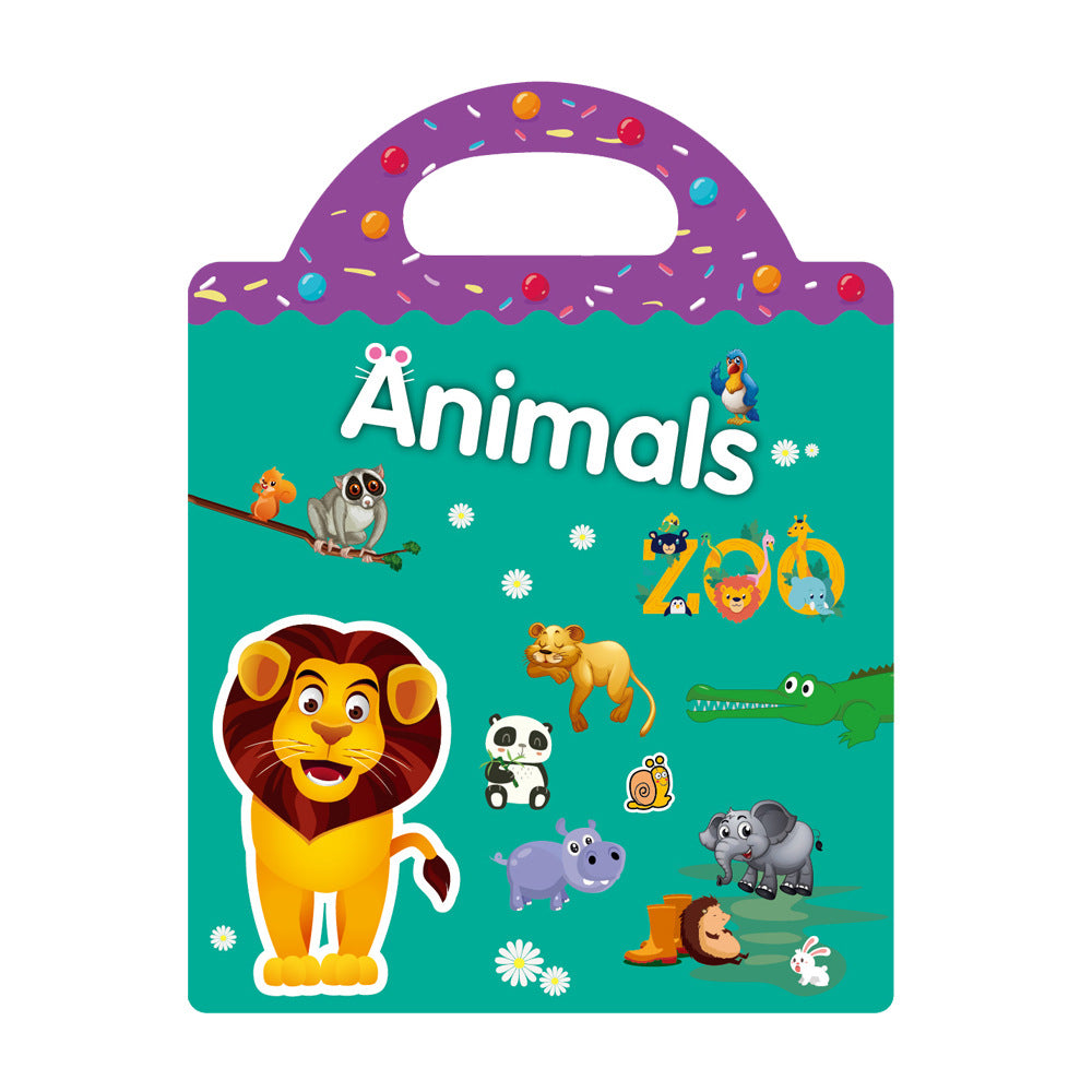 Cross-border children's sticker book wholesale early education concentration training repeated stickers animal dinosaur Marine scene sticker book