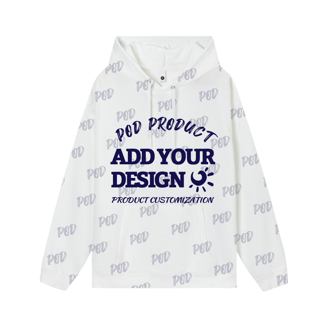 Fashion drop shoulder hooded loose cotton sweatshirt custom embroidered logo casual sports corporate group work clothes