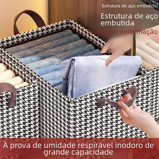 Clothes storage box foldable household seasonal clothes and pants storage box steel frame wardrobe classification storage box