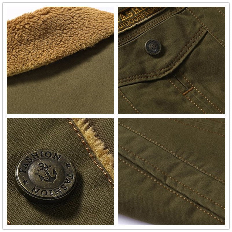 Winter Warm Jackets Men Thick Fleece Parkas Coats Casual Cotton Fur Collar Mens Military Tactical Bomber Jackets Outwear 5XL