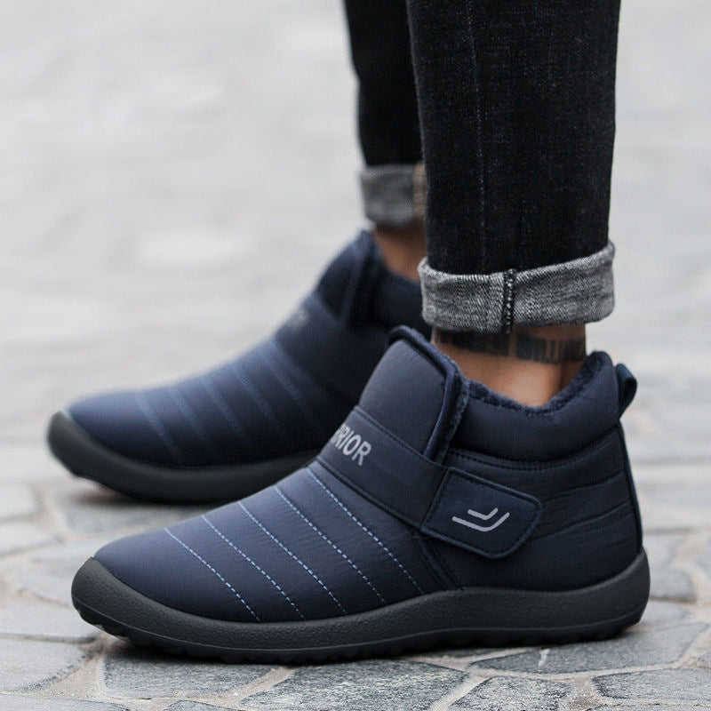 Nuevos zapatos de algodón zapatos de hombre zapatos cálidos de invierno forrados de lana impermeable antideslizante botas de nieve altas botas cortas botas de algodón de suela gruesa de los hombres