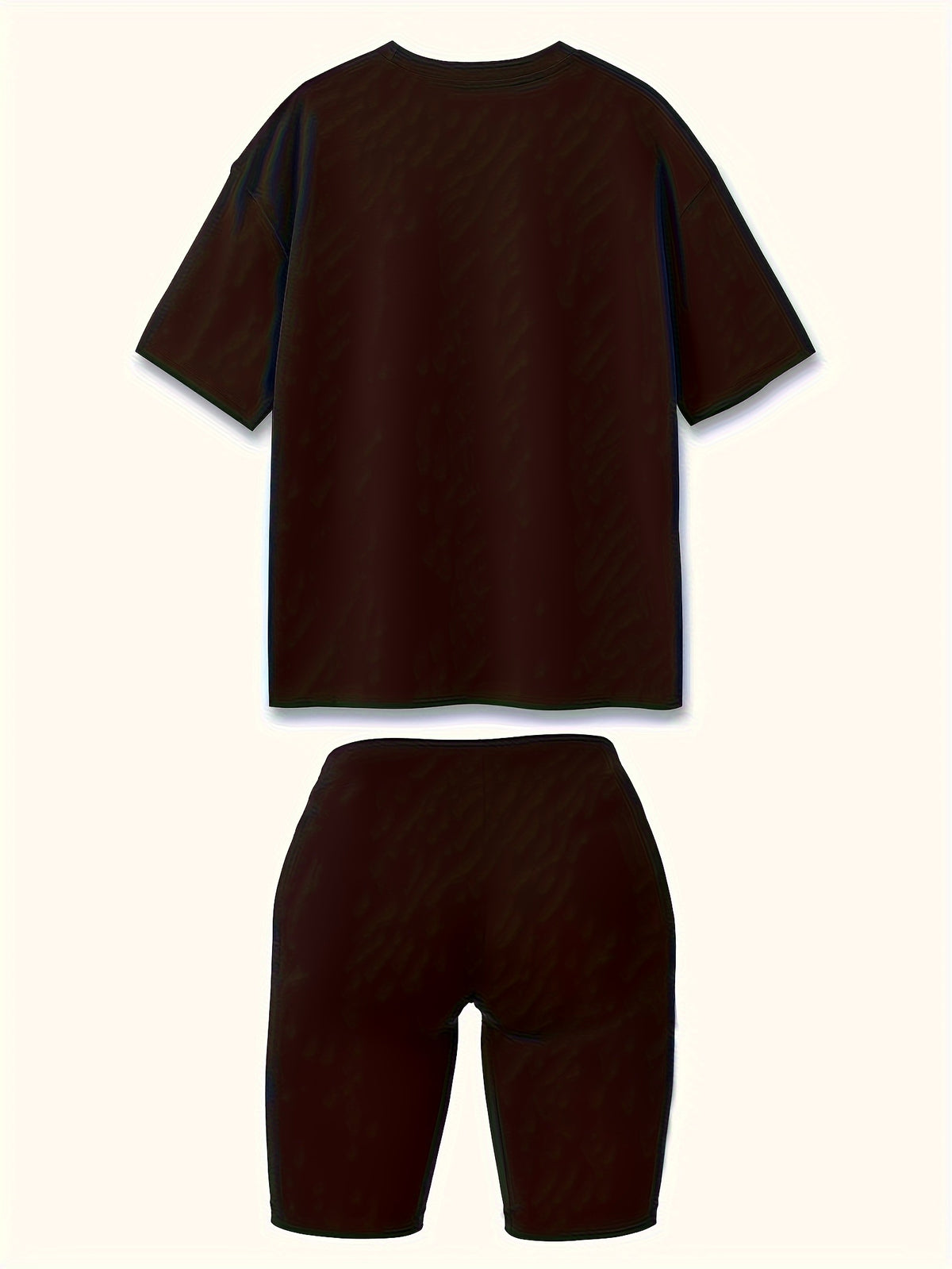letter  Print  Two-piece Set, Short Sleeve Crew Neck Casual T-Shirt & Shorts 2pcs Outfits For Summer & Spring, Women's Clothing