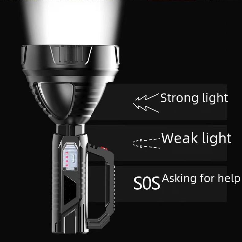 Cross-border strong light portable flashlight USB rechargeable ABS outdoor led multifunctional household Searchlight portable lamp