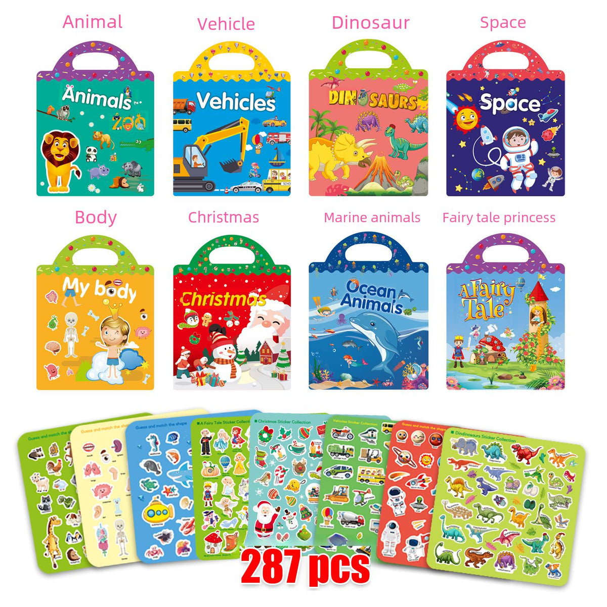 Cross-border children's sticker book wholesale early education concentration training repeated stickers animal dinosaur Marine scene sticker book